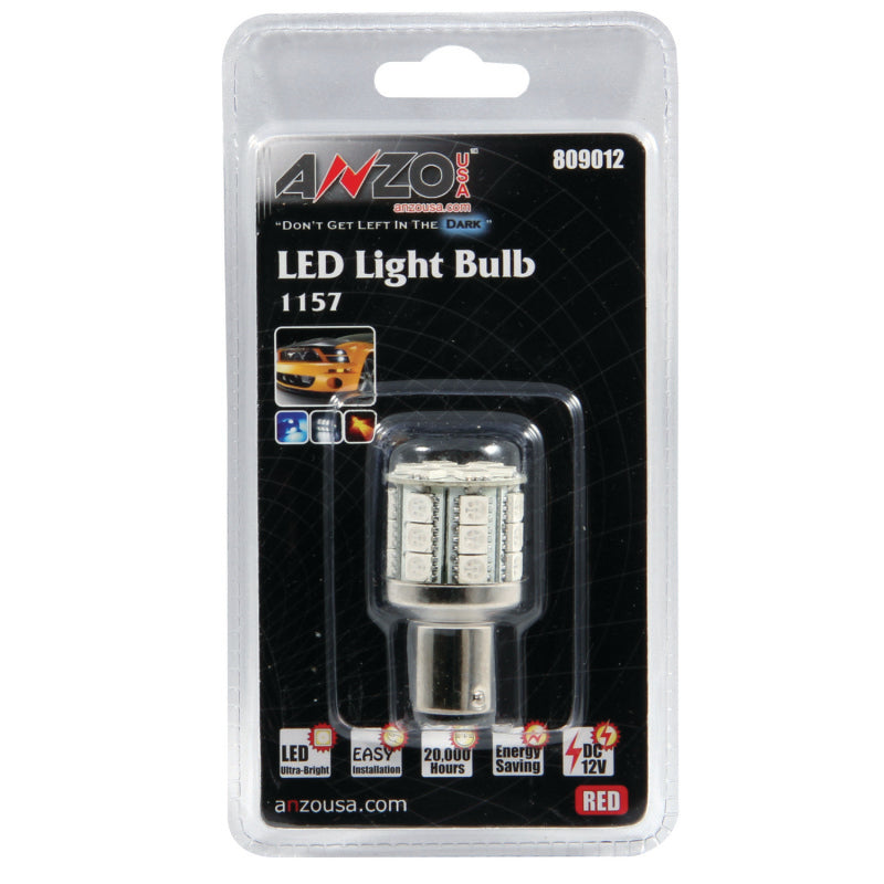 ANZO LED Bulbs Universal LED 1157 Red - 28 LEDs 1 3/4in Tall - Burkken Auto Parts