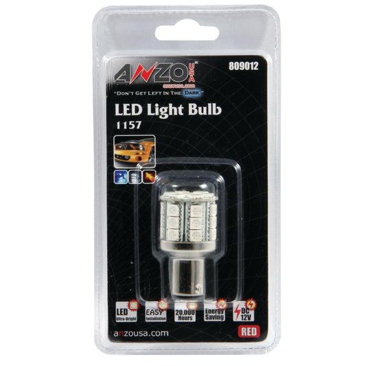 ANZO LED Bulbs Universal LED 1157 Red - 28 LEDs 1 3/4in Tall - Burkken Auto Parts