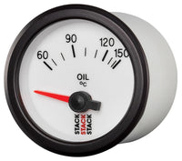Autometer Stack 52mm 60-150 Deg C M10 Male Electric Oil Temp Gauge - White - Burkken Auto Parts