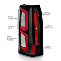 ANZO 2015-2020 Chevrolet Tahoe LED Tail Lights w/ Light Bar Black Housing Clear Lens - Burkken Auto Parts
