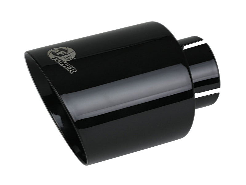 aFe Takeda 409 SS Clamp-On Exhaust Tip 2.5in. Inlet / 4.5in. Outlet / 7in. L - Black - Burkken Auto Parts