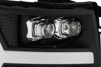 AlphaRex 07-13 Chevy 1500HD NOVA LED Proj Headlights Plank Style Matte Blk w/Activ Light/Seq Signal - Burkken Auto Parts
