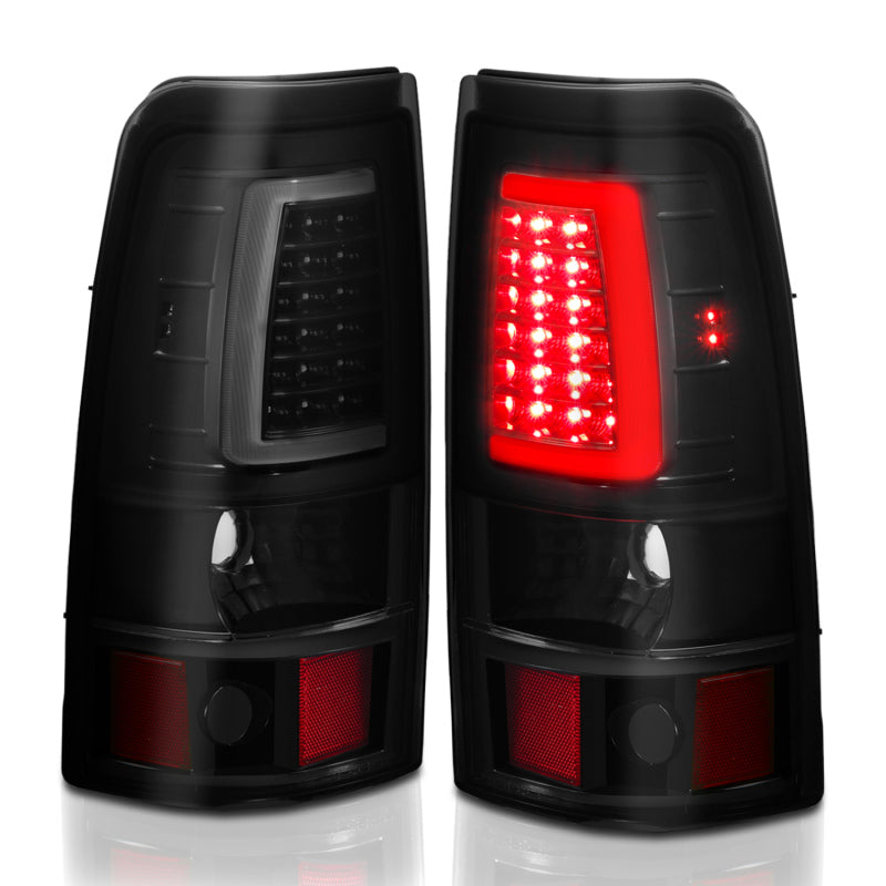 ANZO 1999-2002 Chevy Silverado 1500 LED Taillights Plank Style Black w/Smoke Lens - Burkken Auto Parts