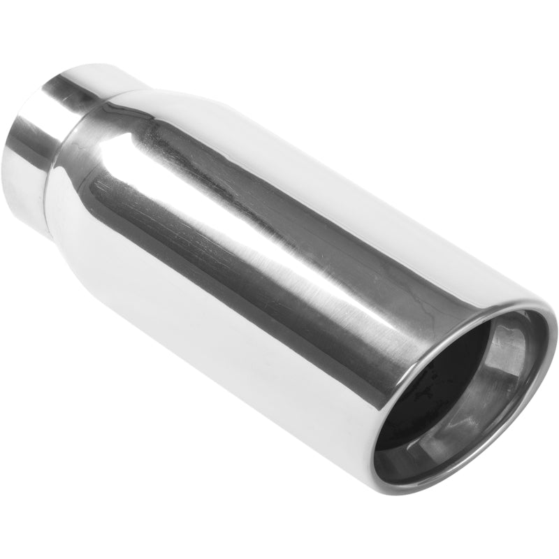 MagnaFlow Tip Stainless Double Wall Round Single Outlet Polished 4.5in DIA 3.5in Inlet 12in Length - Burkken Auto Parts