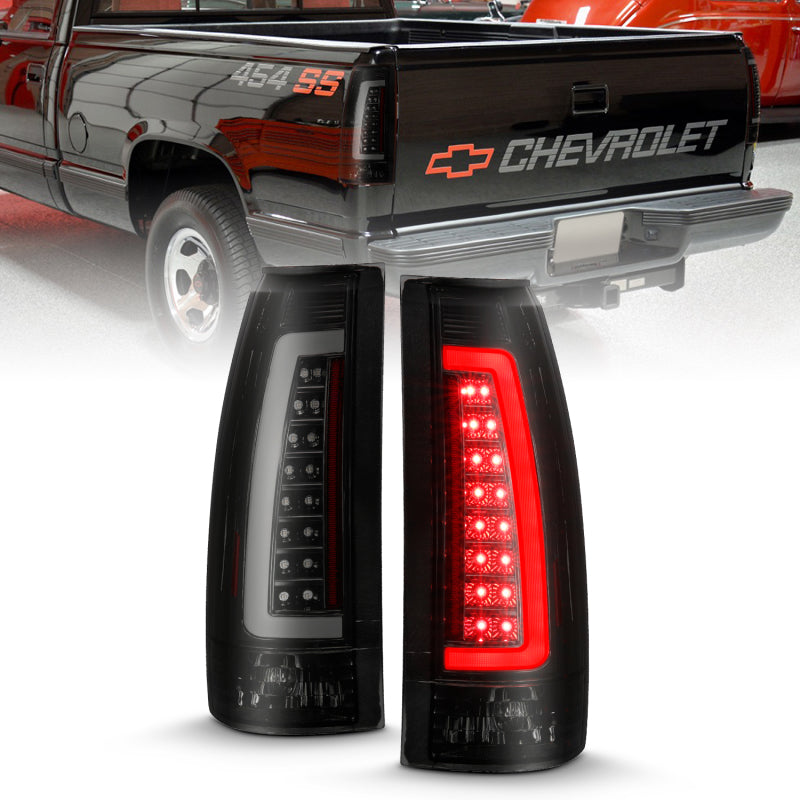 ANZO 1999-2000 Cadillac Escalade LED Taillights Black Housing Smoke Lens Pair - Burkken Auto Parts