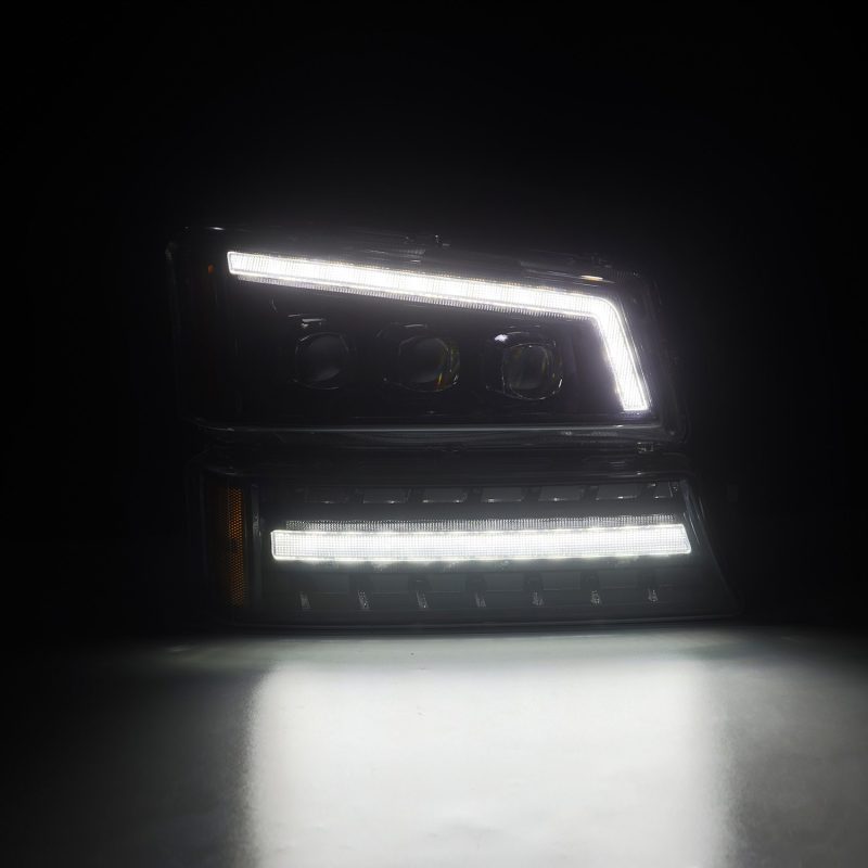 AlphaRex 03-06 Chevy Silverado 1500/2500HD/3500HD/Avalanche Alpha-Black NOVA LED Proj Headlights - Burkken Auto Parts