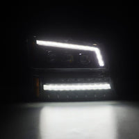 AlphaRex 03-06 Chevy Silverado 1500/2500HD/3500HD/Avalanche Alpha-Black NOVA LED Proj Headlights - Burkken Auto Parts