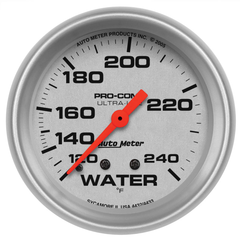 AutoMeter Gauge Water Temp 2-5/8in. 120-240 Deg. F Mechanical 12ft. Ultra-Lite - Burkken Auto Parts