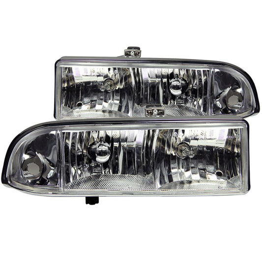 ANZO 1998-2005 Chevrolet S-10 Crystal Headlights Chrome - Burkken Auto Parts