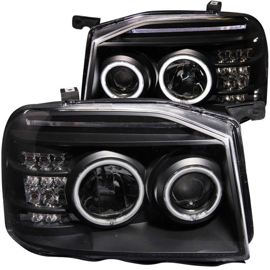 ANZO 2001-2004 Nissan Frontier Projector Headlights w/ Halo Black (CCFL) - Burkken Auto Parts