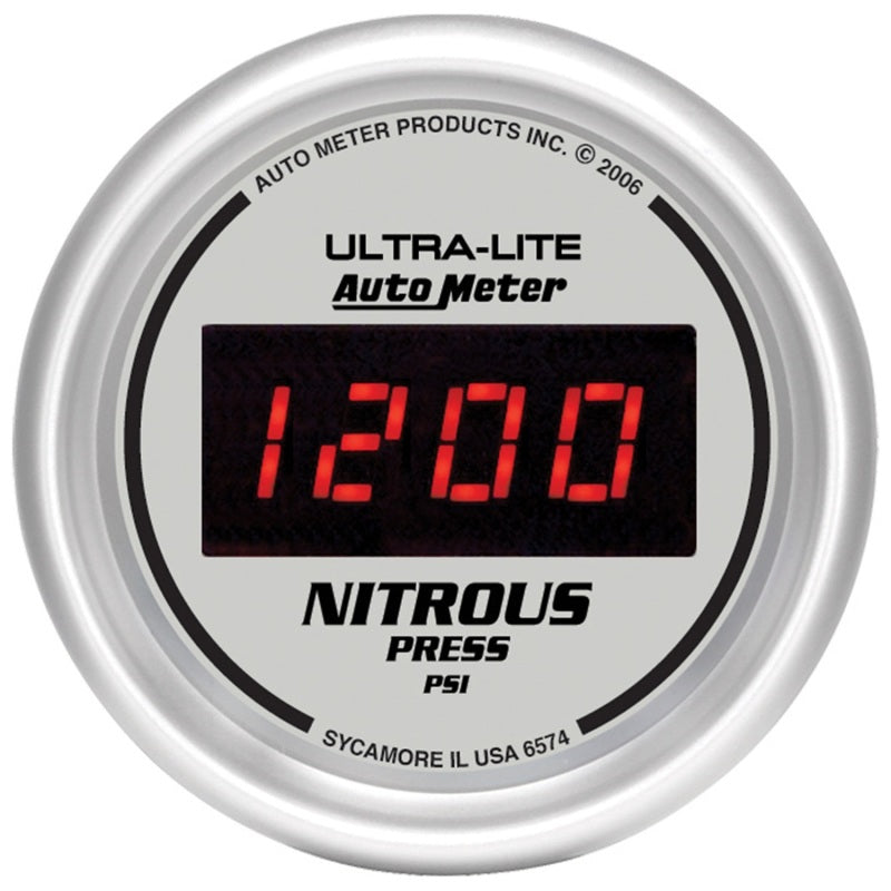 Autometer Ultra-Lite 2-1/16in 1600 PSI Digital Nitrous Pressure Gauge - Silver - Burkken Auto Parts