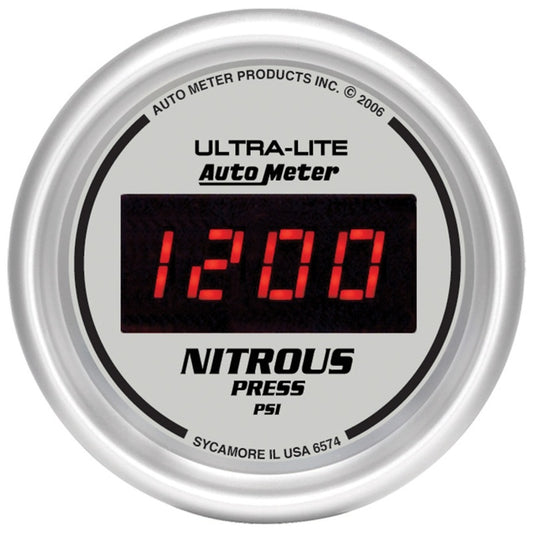 Autometer Ultra-Lite 2-1/16in 1600 PSI Digital Nitrous Pressure Gauge - Silver - Burkken Auto Parts