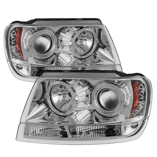 Spyder Jeep Grand Cherokee 99-04 Projector Headlights LED Halo LED Chrm - PRO-YD-JGC99-HL-C - Burkken Auto Parts