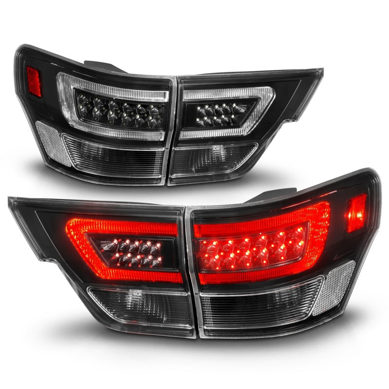 ANZO 11-13 Jeep Grand Cherokee LED Taillights w/ Lightbar Black Housing/Clear Lens 4pcs - Burkken Auto Parts