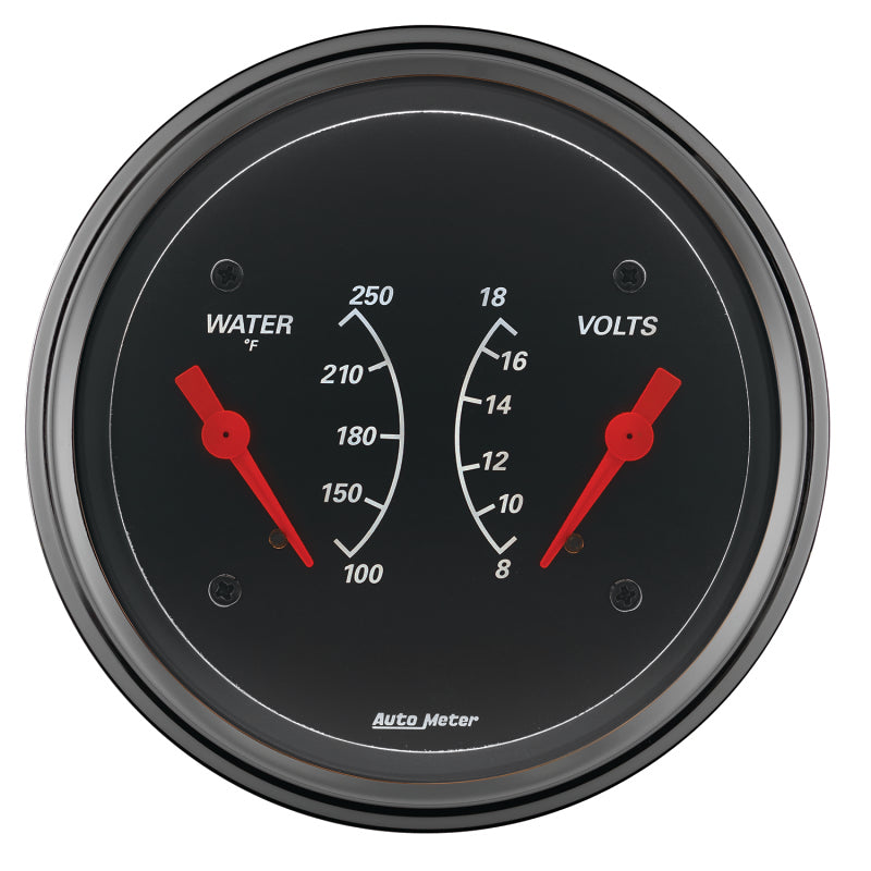 AutoMeter Gauge Dual Wtmp & Volt 3-3/8in. 250 Deg. F & 18V Elec Designer Black - Burkken Auto Parts