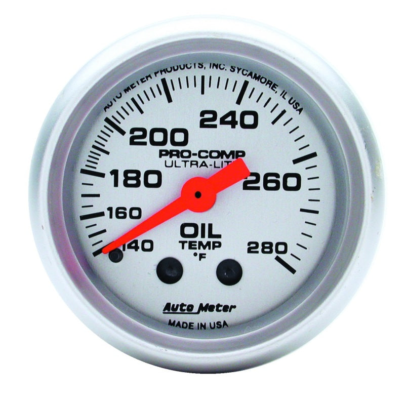 Autometer Ultra-Lite 52mm 140-280 Deg F Mechanical Oil Temp Gauge - Burkken Auto Parts