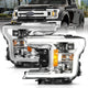 ANZO 18-19 Ford F-150 Projector Headlights w/Plank Style Switchback Chrome w/Amber - Burkken Auto Parts