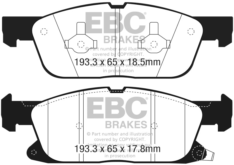 EBC 2016+ Lincoln Continental (10th Gen) 2.7L Twin Turbo Greenstuff Front Brake Pads - Burkken Auto Parts
