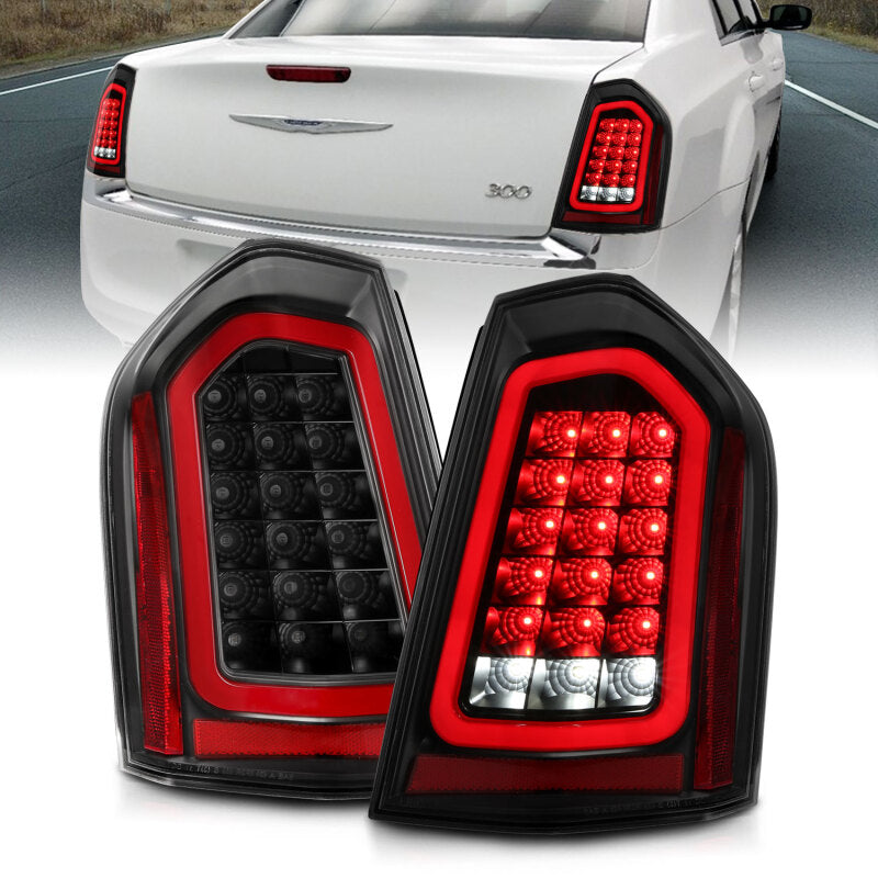 ANZO 11-14 Chrysler 300 LED Taillights Black w/ Sequential - Burkken Auto Parts