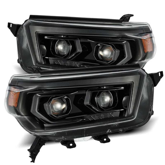AlphaRex 10-13 Toyota 4Runner PRO-Series Proj Headlights Plank Style Alpha Blk w/Seq Signal/DRL - Burkken Auto Parts