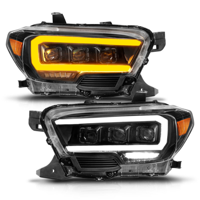 ANZO 16-22 Toyota Tacoma LED Projector Headlights w/ Light Bar Sequential Black Housing w/Initiation - Burkken Auto Parts