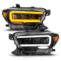 ANZO 16-22 Toyota Tacoma LED Projector Headlights w/ Light Bar Sequential Black Housing w/Initiation - Burkken Auto Parts