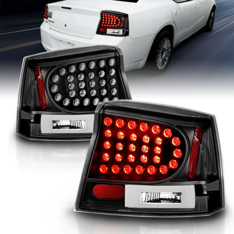 ANZO 2006-2008 Dodge Charger LED Taillights Black - Burkken Auto Parts