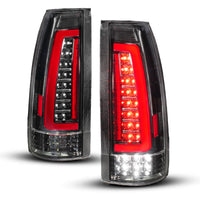 ANZO 88-99 Chevy/GMC C/K1500/2500/3500 Full LED Light Tube Taillights Black Housing Clear Lens - Burkken Auto Parts