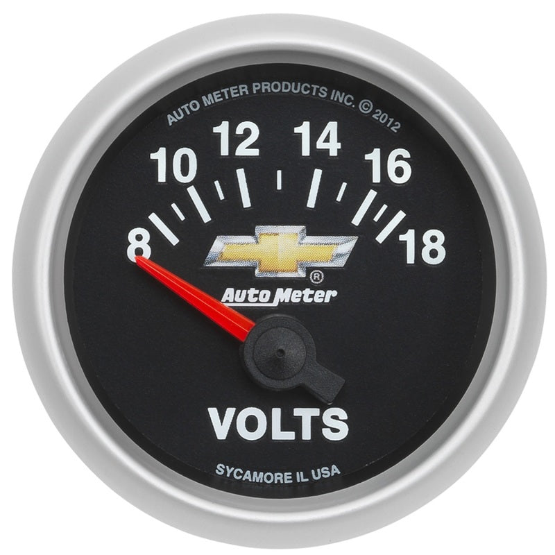 AutoMeter Gauge Voltmeter 2-1/16in. 18V Electric Chevy Gold Bowtie - Burkken Auto Parts