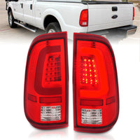 ANZO 2008-2016 Ford F-250 LED Taillights Chrome Housing Red/Clear Lens (Pair) - Burkken Auto Parts