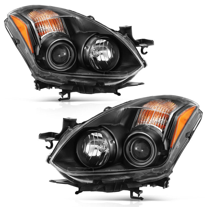 ANZO 2010-2013 Nissan Altima Projector Headlight Black (Halogen Type) - Burkken Auto Parts