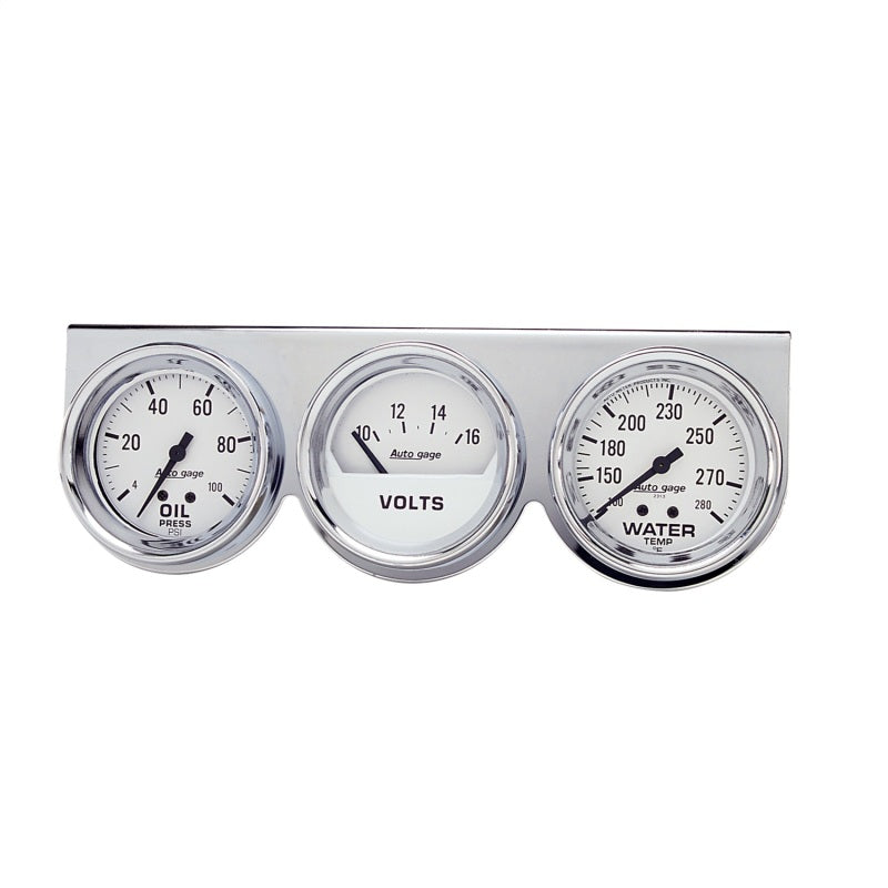 Autometer AutoGage 2-5/8in 0-100 PSI Oil Press/ 16 Volt / 130-280 Deg Water Temp - Chrome Bezel - Burkken Auto Parts