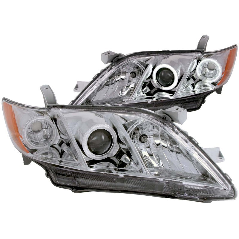 ANZO 2007-2009 Toyota Camry Projector Headlights w/ Halo Chrome - Burkken Auto Parts