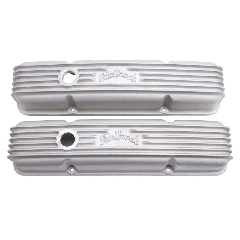 Edelbrock Valve Cover Classic Series Chevrolet 1959-1986 262-400 CI V8 w/ Oil Fill Hole Satin - Burkken Auto Parts