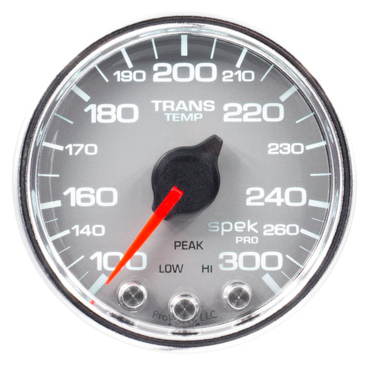 Autometer Spek-Pro Gauge Trans Temp 2 1/16in 300f Stepper Motor W/Peak & Warn Slvr/Chrm - Burkken Auto Parts