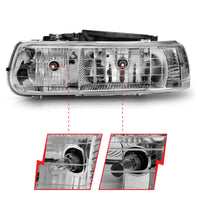 ANZO 1999-2002 Chevrolet Silverado 1500 Crystal Headlights Chrome - Burkken Auto Parts