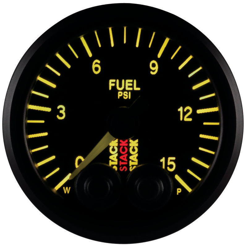 Autometer Stack 52mm 0-15 PSI 1/8in NPTF Male Pro-Control Fuel Pressure Gauge - Black - Burkken Auto Parts