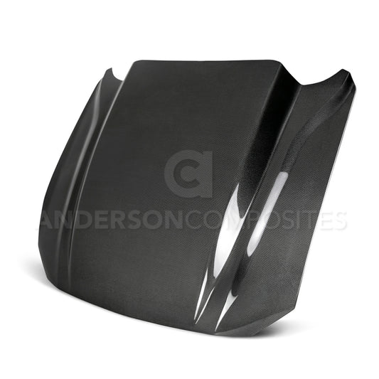 Anderson Composites 2018 Ford Mustang Double Sided Type-CJ 4in Carbon Fiber Cowl Hood - Burkken Auto Parts