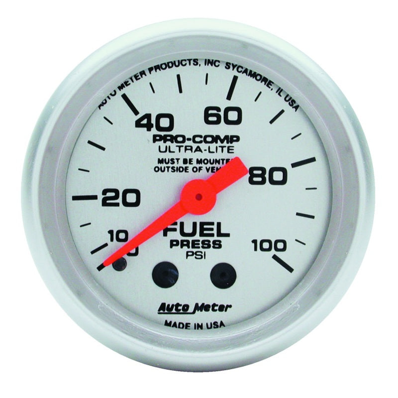 Autometer Ultra-Lite 52mm 0-100 PSI Mechanical Fuel Pressure Gauge - Burkken Auto Parts