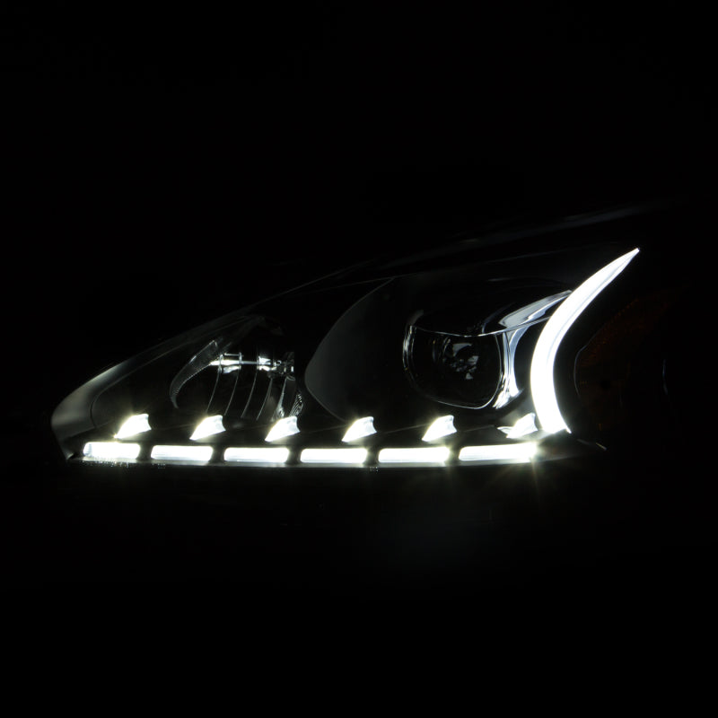 ANZO 2013-2014 Nissan Altima Projector Headlights w/ Plank Style Design Black - Burkken Auto Parts