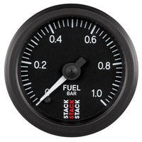 Autometer Stack 52mm 0-1 Bar M10 Male Pro Stepper Motor Fuel Pressure Gauge - Black - Burkken Auto Parts