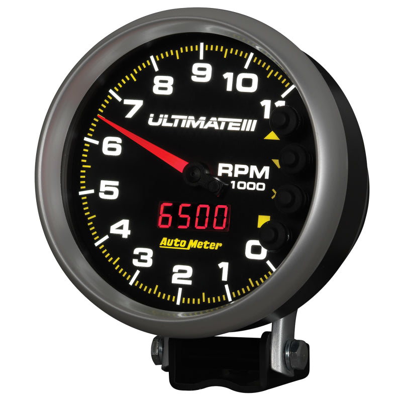 AutoMeter Gauge Tach 5in. 11K RPM Pedestal Datalogging Ultimate IIi Playback Black - Burkken Auto Parts