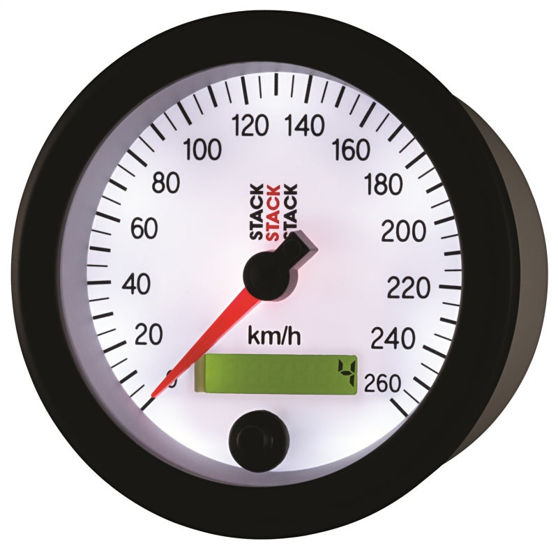Autometer Stack Instruments 88MM 0-260 KM/H Programmable Speedometer - White - Burkken Auto Parts