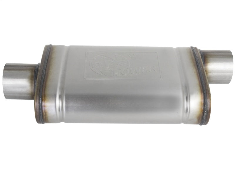 aFe MACHForce XP SS Muffler 3in Center Inlet / 3in Outlet 9in L x 4in W x 14in Body - Burkken Auto Parts