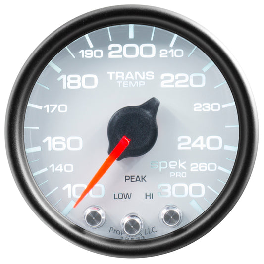 Autometer Spek-Pro Gauge Trans Temp 2 1/16in 300f Stepper Motor W/Peak & Warn Wht/Blk - Burkken Auto Parts