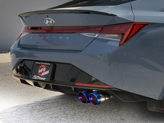 aFe Takeda Axle-Back Exhaust System Hyundai Elantra N Line 21-25 L4-1.6L- Blue Flame Tip