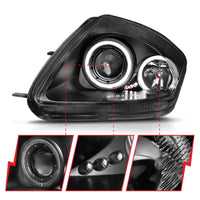 ANZO 2000-2005 Mitsubishi Eclipse Projector Headlights w/ Halo Black - Burkken Auto Parts