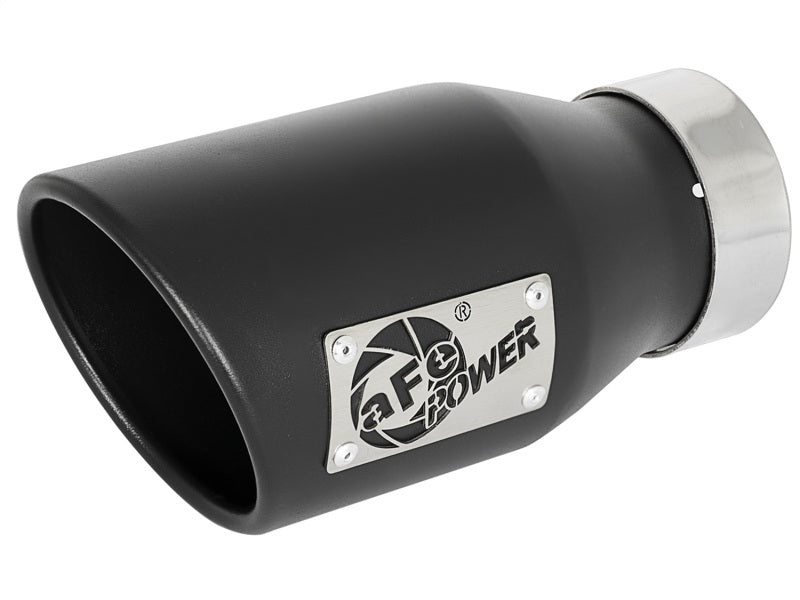 aFe MACH Force-Xp 409 SS Exhaust Tip Black (Left Side) 3in In x 4-1/2in Out x 9in L Clamp-On - Burkken Auto Parts