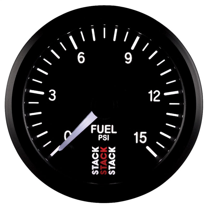 Autometer Stack 52mm 0-15 PSI 1/8in NPTF Male Pro Stepper Motor Fuel Pressure Gauge - Black - Burkken Auto Parts