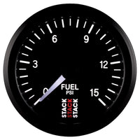 Autometer Stack 52mm 0-15 PSI 1/8in NPTF Male Pro Stepper Motor Fuel Pressure Gauge - Black - Burkken Auto Parts